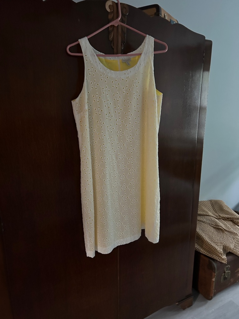 Madison Yellow Eyelet Sleeveless Shift Dress